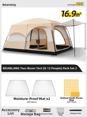 BEIANLANG | Foldable Waterproof Sun Protection Thickened Large Tent for Two Rooms and One Hall