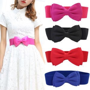 Elastic Waistband Womens K-style Wide Waist Seal Chiffon Bows Decorative Skirt Easiest for Match Sweet Waist Trimming Elastic Belt
