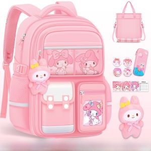 Lightweight High Capacity School Bag for Primary Girls: Meileti Oxford Cloth Back Support Reduction Load Bearing Dual Shoulder Bag