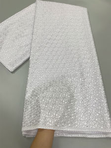 Soft Egyptian Cotton Polished Lace Fabric 5 Yards 2023 Hight Quality Dubai Voile Lace Fabric For Couple Men And Wome Wear Dress