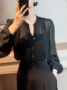 QINGNAER | Oversized Thin Breathable Lace V-Neck Shirt