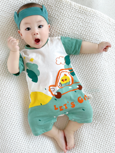 Newborn Baby Romper Summer Thin Short Sleeve Outfit Boys Fresh Style Cotton Clothes for 0-18 Months Old Babies Clothing