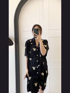 Baju Tidur Piyama Set Wanita BS-8845 Dewasa Lengan Pendek Setelan Ice Silk Putri Manis Adem Lembut