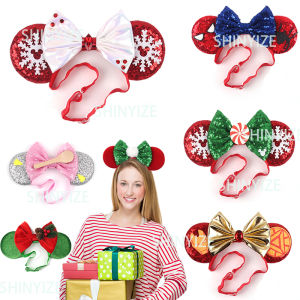 New Christmas Mickey MouseEars Elastic Headband Adult And Kid Adjustable Nylon Headwrap Festival Party DIY Hair Accessories Gift