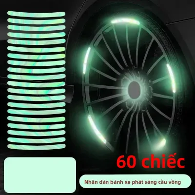 20/40/60 Chiếc Phản Quang Hub Dán Cho Ô Tô Xe Máy Bánh Xe Dạ Quang Lái Xe Ban Đêm Lốp Dải An Toàn Phản Quang