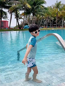 Bộ đồ bơi trẻ em YOUYOU bé trai tay ngắn quần 2 lớp co giãn 4 chiều thoáng khí nhanh khô BD34081Y