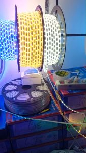 Paket 1-10 Meter Lampu LED Strip 5050 Plus Socket AC 220V Langsung Nyala