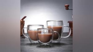 Nexlent Transparent Double Wall Glass Cup Coffee Mug Heat Resistant Cup With Handle 150ml/250ml/350ml