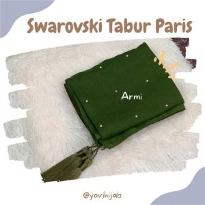 Hijab segi empat paris tasel premium payet tabur swarovski/Kerudung paris jadul premium payet kaca