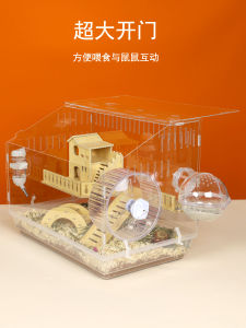 Large Double Layer Wooden Cage Kit for Goldendoodle Hamsters Transparent Acrylic Design Prevents Biting Super Spacious Pet Home