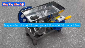 Máy xay đùn thịt xương đa năng cối inox22-32 có mô tơMáy nghiền đùn thịt xương bệ inox gắn motor 1.5KW-2.2KW-3KW.