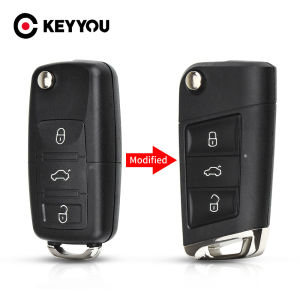 KEYYOU Modified Flip Remote Key Shell For Volkswagen VW Polo Passat B5 Golf MK5 Beetle 3 Buttons Replacement Car Key Cover