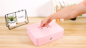 COD Money Box For Cash Saving Locking Cash Box With Money Tray Metal Money Saving Organizer 4 Bill/5 Coin Slots Cash Register Drawer