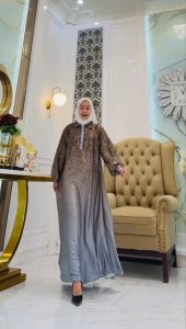 Dress Wanita Armany Silk Gradasi Motif Terbaru