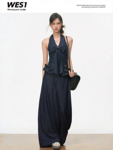WESTAYONE | Commute-Style Bow Tie Tencel Denim Set