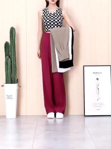 Plus size S-4XL 26-36 suit pants high waist Korean style loose casual wide leg pants