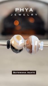 PHYA Botswana Agate Natural Stone Bead : บีดส์หินพญา - บอตสวานา อาเกต
