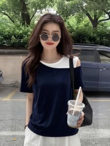 Slimming Design Flattering Shoulder Revealing Summer Top