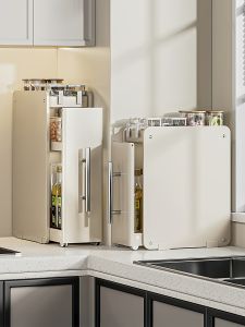 Kitchen Multi-Functional Pull-Out Spice Rack Narrow Edge Storage Cabinet New 2025 Luxury Style Carbon Steel Shelf for Countertop