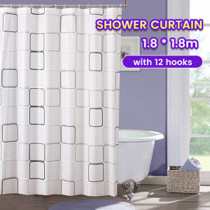 C.N. Bathroom Waterproof Shower Curtain Cartoon Pattern 1.8*1.8m With 12 Hooks