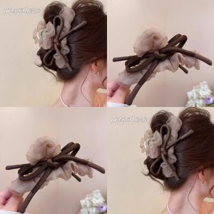 Kẹp Tóc Cá Mập Lưới Thắt Nút Bướm Cao Cấp Cho Nữ Thời Trang Kẹp Tóc Mùa Hè 2025 Phụ Kiện Tóc Thể Thao Thể Dục Thể Thao