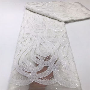 Vải Lưới Sequin Cao Cấp Châu Phi 5 Thước Chất Lượng Cao Kiểu Lưới Pháp Nigeria Dùng May Váy Cưới Dự Tiệc