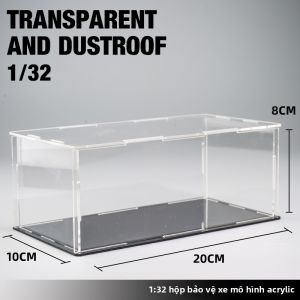 ZIOMIYSTAR | Hộp chống bụi có đèn chất liệu giả da và gỗ cao cấp đế trưng bày mô hình xe 1:24