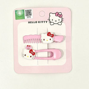 Sanrio Friends Series Spot Drill Acrylic Flat Comb Suit Hello Kitty Cinnamoroll Babycinnamoroll Two Pairs Clip