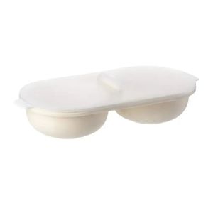 Microwave Eggs Poacher Double-Cup Egg BoilerKitchen Gadget Hot Spring Egg Mold Cooking ToolsClear Water Lotus Egg Maker