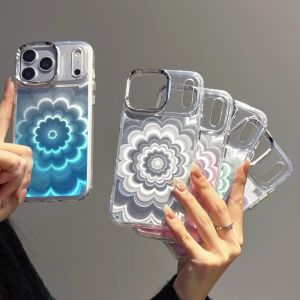 Iridescent Laser Floral iPhone 11 12 13 14 15 16 17 Pro Max 14 15 16 Plus 16e Case Gradient Holographic Shiny Shockproof Cover Holographic Swirl Flower Phone Case For iPhone Aesthetic Laser Iridescent Anti-Scratch Case
