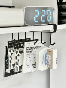 ตู้เสื้อผ้าติดผนังแบบไม่ต้องเจาะ ชั้นวางของสำหรับใส่หมวก รูปตัวอักษรสุดเท่ ชั้นวางของสำหรับห้องน้ำส่วนตัว ชั้นวางของแบบติดผนัง วัสดุเหล็ก ขนาดใหญ่ 6 ช่อง