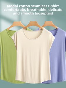 Casual Loose Modal Sleeveless Base Shirt Thin Summer Top Women Big Size Slimming Loose T-Shirt Casual Style round Neck Short Sleeve