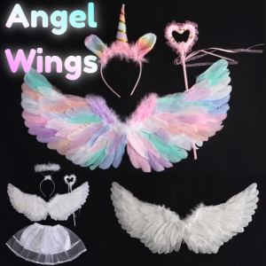 Angel Wings Costume Props Birds Dress Up Decorative Wings Feather Fairy Wings Party Gift for Girls Boys Kids Outfit