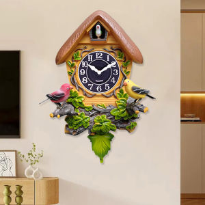 European Style Hanging Clock Silent Gnome Bird Clock for Childrens Room Boys And Girls Creative Clock with Gnome Bird Ticking