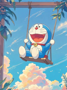 Bandai | Oil Painting Cartoon Kawaii Doraemon By Numbers Home Decor Modern Wall Decor for Living Room Bedroom Perfect Gift No Frame
