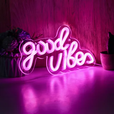 Chi-buy LED Neon Good Vibes Ký Hiệu Sử Dụng Nguồn Điện USB 3D Đèn Ngủ Nghệ Thuật Treo Tường Phòng Game Phòng Ngủ Phòng Khách Đèn Trang Trí