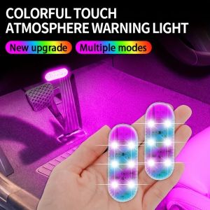 Wireless RGB LED Car Interior Light Rechargeable USB Car Ambient Atmosphere Lamp Easy Install for Auto Door Foot Trunk