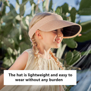 Kids Hat For Girls Boys 3-10Y Straw Childrens Sunshade Cap Bag Summer Travel Sunscreen Beach Hat Sun Fisherman Cap