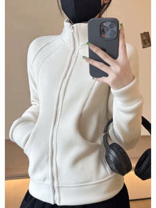 European Goods Double-Sided Velvet Thickened Heattech 3D Cutting Zipper Turtleneck Sweater Outwear Female Easiest for Match Baseball Top Winter