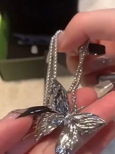 Kalung Tarik Korea Gaya Butterfly Silver Necklace Butterfly Necklace Panjang Anti Karat Necklace