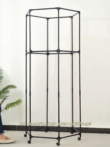Rak Gantungan Jemuran Baju Putar Hexagonal 6 Sisi dengan Roda Serbaguna / Stand Hanger Rak Pengering Jemuran - SABRINA CLOTH HANGER SHENARCORNER168