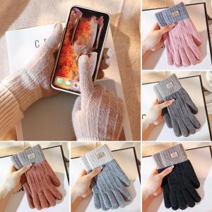 LINSBAYWU Warm Knitted Gloves Plus Velvet Thicken Touch Screen Mittens Outdoors Full Finger Men Women