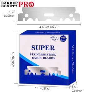 100PCS Single-sided Razor Blades Mens Safety Shaver Stainless Steel Manual Razor Blade Barbershop Styling Shaving Supplies