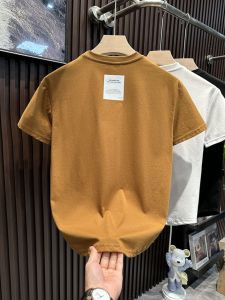 Guangzhou Thirteen Lines Classy Export Export Pure Color Short-Sleeved T-shirt Mens Minimalist Casual Loose Curved Hem Tops