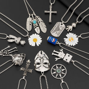 Street Style Titanium Steel Long Sweater Chain Necklace Hip Hop Pendant Mens Accessory Womens Fashion Jewelry Pendant