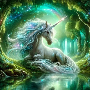 Oil Painting By Numbers Kit Fantasy Green Woods Unicorn Number Drawing Canvas DIY Pictures By Numbers Home Decor