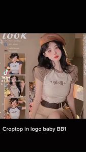 Áo Croptop Ngắn Tay Thêu Chữ Xinh BABY Ở Ngực Dễ Thương BB1 / Áo Thun Nữ Phối Màu Có Thêu Logo