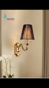 [VỪA RẺ - VỪA ĐẸP Đèn tường thân mạ vàng cao cấp chao vải Đèn tường decor trang trí có bóng led