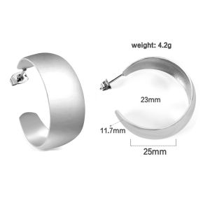 LUXUSTEEL Chunky Silver Color Stainless Steel Hoops for Women Men Circle Round Huggie Earrings Punk Luxury Jewelry Not Fade