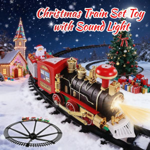 Electric Christmas Steam Mini Train Christmas Tree Decorated with Lights Music Kids Christmas Train Toy Gift